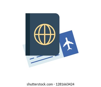 passport and ticket vector icon