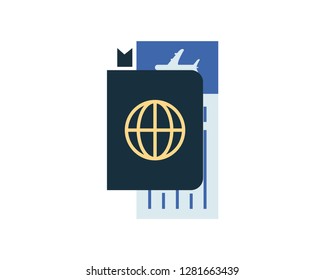 passport and ticket vector icon