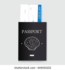 Passport with ticket vector illustration