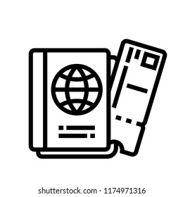 Passport and ticket vector illustration in line stroke design