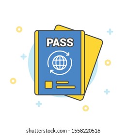 Passport with tickets. Air travel concept. Flat Design citizenship ID for traveler isolated.