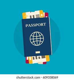 Passport with tickets icon vector illustration isolated on background.