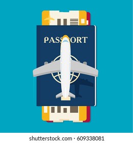 Passport with tickets icon vector illustration isolated on background.