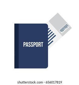 Passport with tickets icon vector illustration isolated on background. Concept icons travel and tourism. International passport flat illustration.