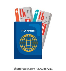 passport and tickets traveling icons