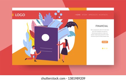 Passport and tickets traveling landing web page template 