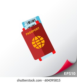 Passport with Tickets Vector Icon