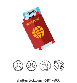 Passport with Tickets Vector Icon