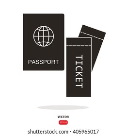 Passport with tickets vector illustration. Concept icons travel and tourism. International passport flat illustration. Passport concept.
