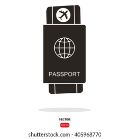 Passport with tickets vector illustration. Concept icons travel and tourism. International passport flat illustration. Passport concept.