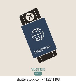 Passport with tickets vector illustration. Concept icons travel and tourism. 