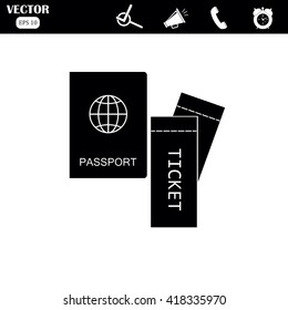 Passport with tickets vector illustration. Concept icons travel and tourism. 