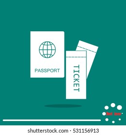 Passport with tickets vector illustration. Concept icons travel and tourism. International passport flat illustration. Passport concept.