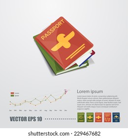 passport with travel graph. information - vector illustration