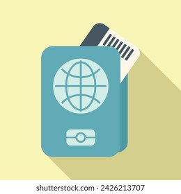 Icono de viaje de pasaporte vector plano. Caminata segura y saludable. Persona de servicio médico