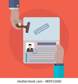 Passport travel visa approved vector illustration