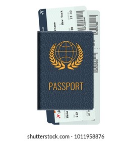 Passport and two airline passenger tickets mockup.