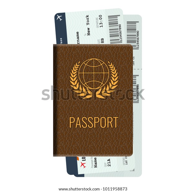 Download Passport Two Airline Passenger Tickets Mockup Stock Vector ...