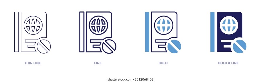 Passport-Update-Symbol in 4 verschiedenen Stilen. Dünne Linie, Linie, Fett und Fette Linie. Duotone-Stil. Bearbeitbarer Strich.