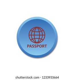 Passport vector button, web design element