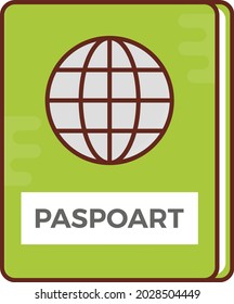 icono de color plano del vector del pasaporte