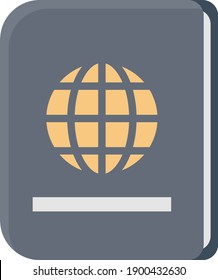 passport vector flat colour icon