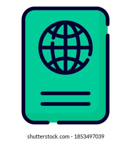  icono del vector del pasaporte. estilo de esquema coloreado para Web y Mobile.