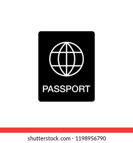Passport vector icon, identification symbol. Simple, flat design for web or mobile app