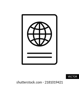 Icono del vector Passport en el diseño de estilo de línea para el diseño del sitio web, aplicación, interfaz de usuario, aislado en fondo blanco. Trazo editable. Ilustración vectorial EPS 10.