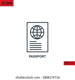 Passport vector icon on white background. Illustration line icon for graphic, print media interfaces and web design.
