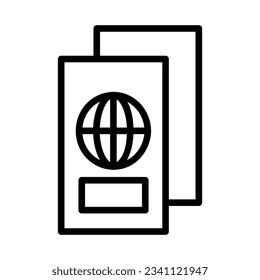 Passport Vector icon, Outline style, isolated on white Background.