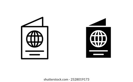 Ícone do vetor de passaporte definido em preto e branco.