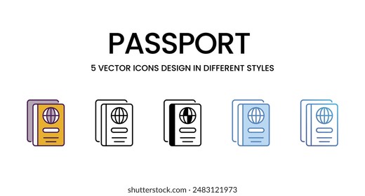 Passport vector icons set stock illustration.