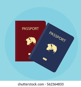 Passport vector illustration red and blue