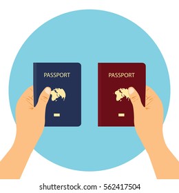 Passport vector illustration red and blue