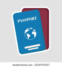 Passport Vector Illustration Sticker. Passport sticker, symbolizing global travel and adventure. Perfect for travel-themed designs and wanderlust-inspired art