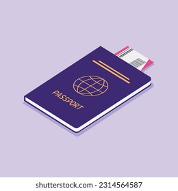 Vector de pasaportes, imagen vectorial isométrica, concepto de viajes y turismo, recorrido de oficinas, arte vectorial e ilustración, ilustración de pasaportes