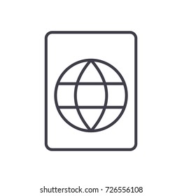 passport vector line icon, sign, illustration on background, editable strokes