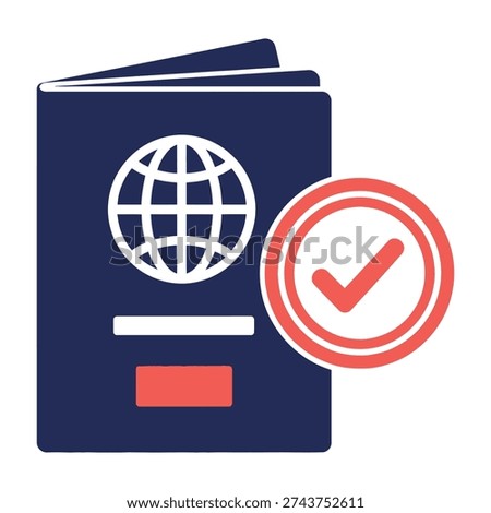 Passport with verification checkmark symbolizing travel and approval