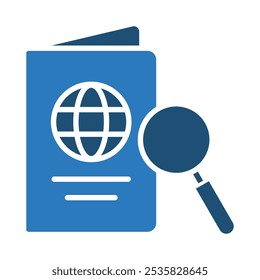 Ilustración vectorial de línea de icono de verificación de pasaporte