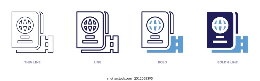 Passport visa fees icon in 4 different styles. Thin Line, Line, Bold, and Bold Line. Duotone style. Editable stroke.