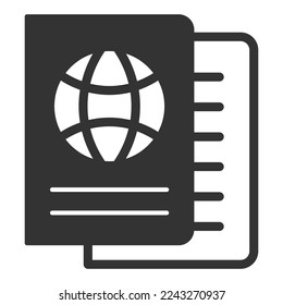 Passport and visa - icon, illustration on white background, glyph style