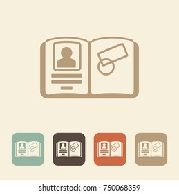 Passport with Visa Stamps. Flat Icon. Vector Illustration