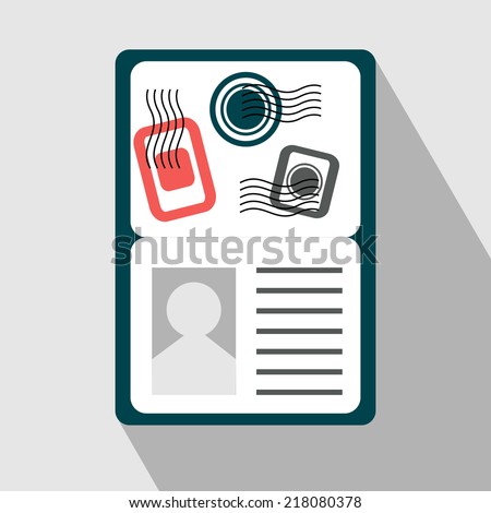 Passport with Visa Stamps. Flat Icon. Vector Illustration
