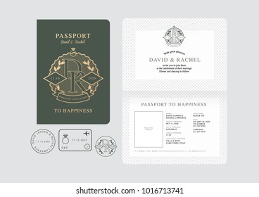 Passport Wedding Invitation Card Template Vector/illustration