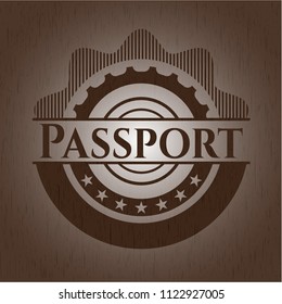 Passport wood emblem. Vintage.