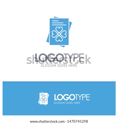 Passport, World, Ireland Blue Solid Logo with place for tagline. Vector Icon Template background