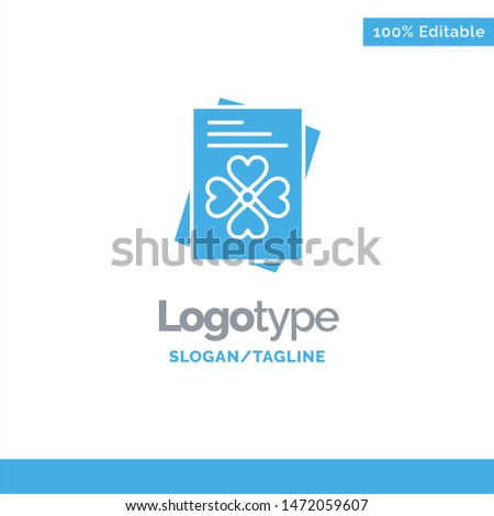 Passport, World, Ireland Blue Solid Logo Template. Place for Tagline