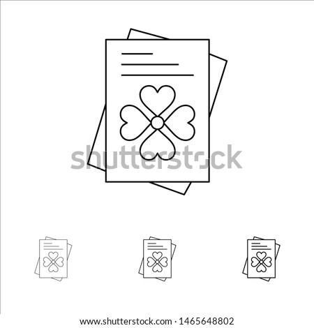 Passport, World, Ireland Bold and thin black line icon set. Vector Icon Template background