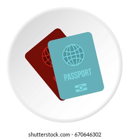 Passports icon in flat circle isolated vector illustration for web